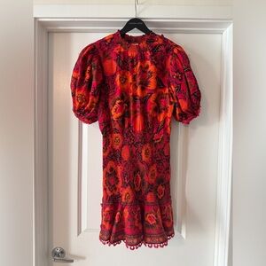 Farm Rio Vibrant Red and Orange mini dress